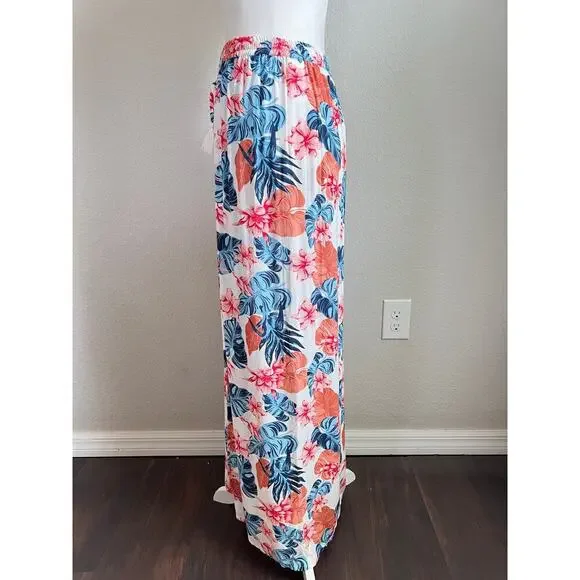 New Roxy She Cares Floral Maxi Skirt Women's S Tropical Beach Swim Hawaiian - Picture 6 of 11
